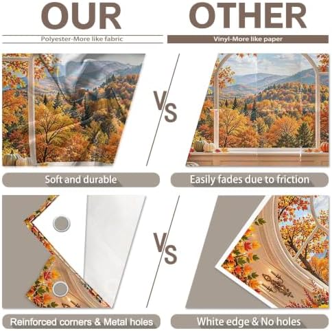 7x5ft Fabric Fall Window Scenery Backdrop Forest Photography - Image 6
