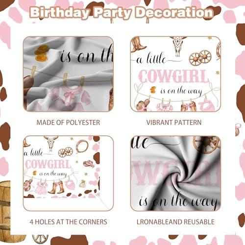 Cowgirl Baby Shower Decorations for Girl - Western Theme Party Supplies Include Balloon Garland Arch Kit, Backdrop, Tablecloth, 4 Boxes, Horseshoe Foil Balloon - A Little Cowgirl is on the Way Pink - Image 7