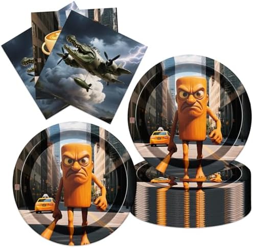 Italian Brainrot Party Supplies 40pck include 20 plates, 20 napkins for the birthday Italian Brainrot party decoration by ShrooFit