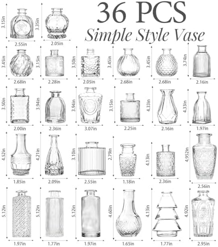 Mini Bud Vases As Wedding Centerpieces for Tables,Clear Bud Vases for Flowers,Small Flower Vases Suitable for Birthday Party,Anniversary,Wedding Reception,Baby Shower (Clear, 36PCS) - Image 2