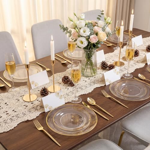 I00000 150Pcs Clear Plastic Plates,Premium Disposable Plates for Party - Image 6