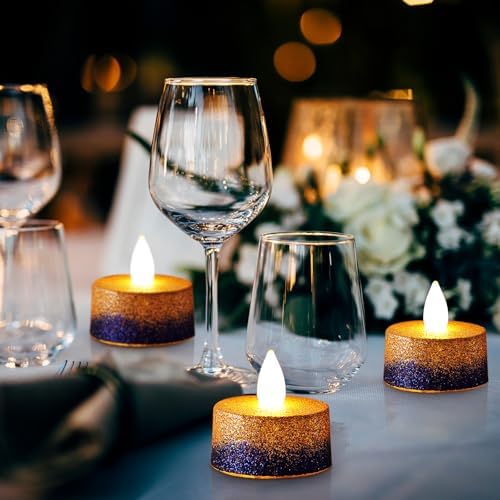 Retisee 48 Pack Flameless LED Candles Glitter Decor,Gold,Blue,1.65 Inch - Image 6