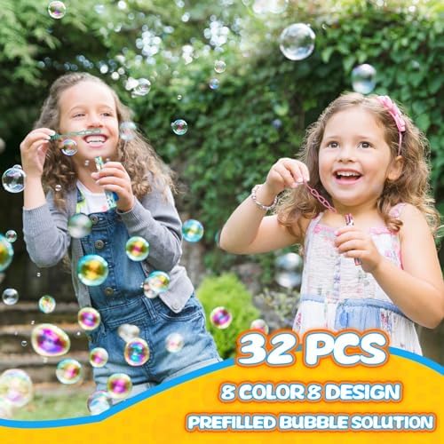 Unicorn Bubble Wand Bulk with Stickers, 32 Pack Birthday Party Favors Box - Image 5