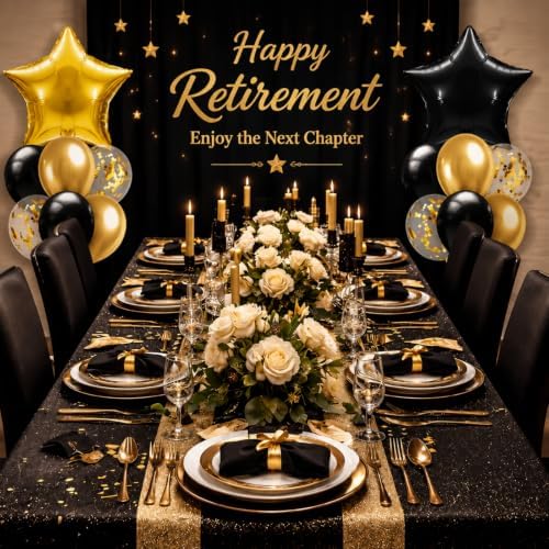 Lunmon 4 Set Black Gold Balloon Stand Centerpieces with Star Foil Balloons - Image 6
