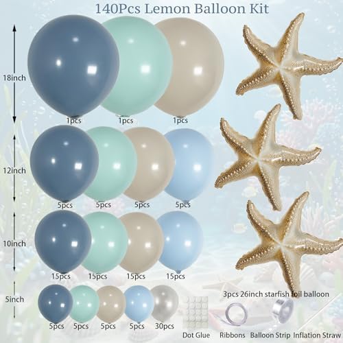tarfish Balloon Arch Kit, Under The Sea Birthday Decorations with 3 Starfish Foil Balloons, Ocean Theme Party Decorations for Ocean Baby Shower, Beach Birthday, Sea You Soon Baby Shower, Coastal Party - Image 2