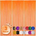 Voircoloria Pastel Orange Foil Fringe Backdrop Curtains, 3.3x8.2ft, 3 Pack by Voircoloria