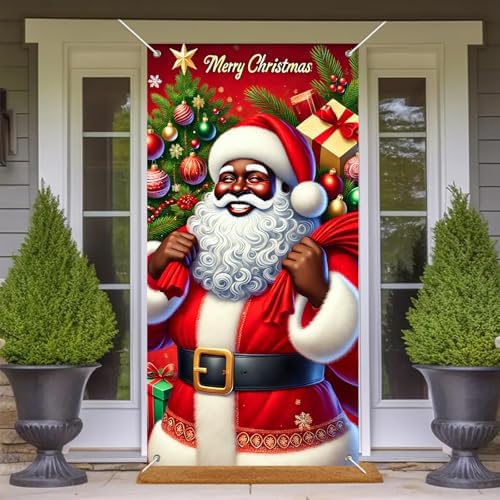 BlissYard Door Cover Santa Winter Wonderland 35x71 Inch Polyester - Image 6
