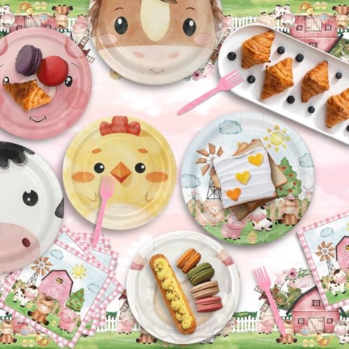 146PCS Farm Animals Party Supplies Paper Plates and Napkins Serve 36 - Image 6