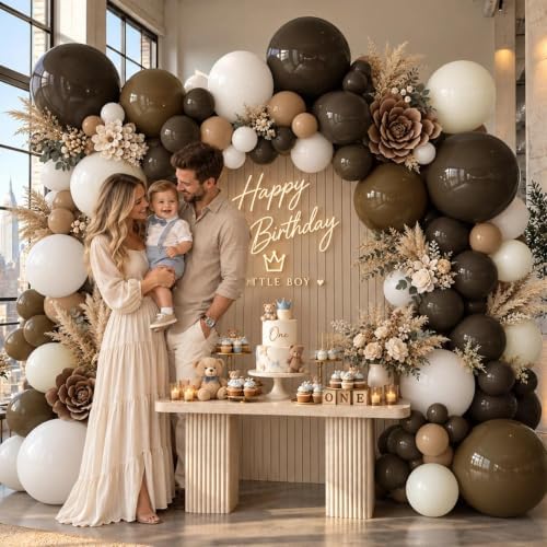 Brown Nude Balloon Arch Kit Double Stuffed Neutral White Sand Balloon Garland Latex Coffee Tan Cream Balloons for Bear Baby Shower Birthday Neutral Wedding Bridal Shower Boho Fall Party Decor - Image 6