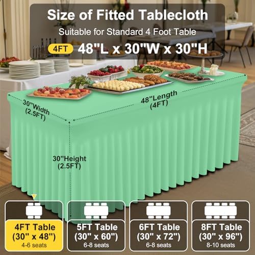 Smiry Spandex Elastic Fitted Table Cloth Skirt for 4FT Rectangle Table - Image 4