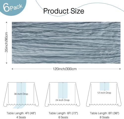 Dusty Blue Cheesecloth Table Runner 120inch Boho Gauze Home Decor - Image 3