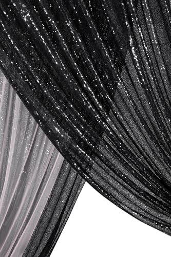 Black Sequin Backdrop for Halloween Sequin Photo Curtains 10ft x 10ft - Image 7
