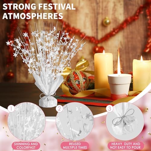 6 Pack Metallic Foil Spary Centerpieces for Tables, White Centerpieces for Tables Decorations, Star Brust Table Centerpieces for Birthday Graduation Wedding Baby Shower Party - Image 3