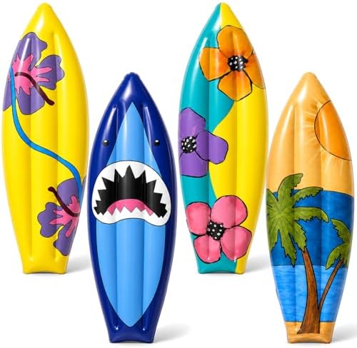 JellyArch 4 Pcs Hawaiian Inflatable Surf Board 36 in Luau Pool Party Decor by JellyArch