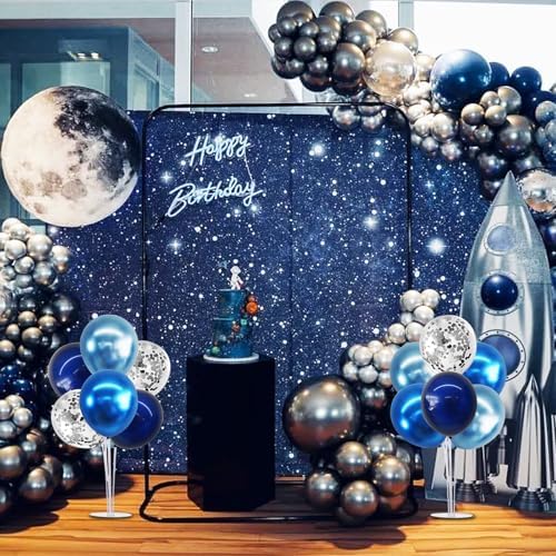 TONIFUL 4 Set Metallic Blue Silver Balloon Stand Balloon Centerpiece Table - Image 5