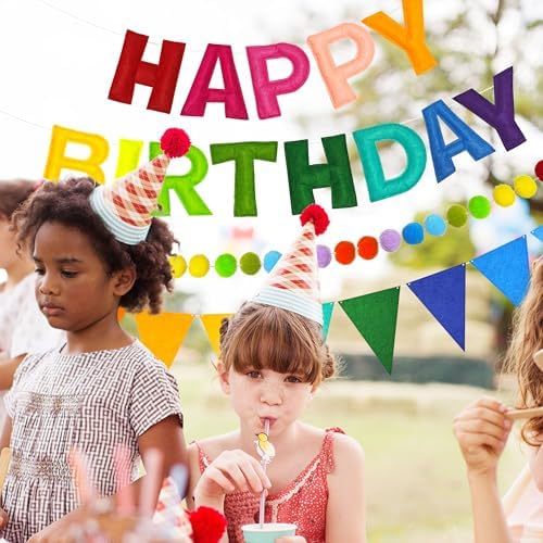 CANREVEL 3 PCS Pre-Strung 3D Happy Birthday Banner Decorations, Rainbow - Image 4