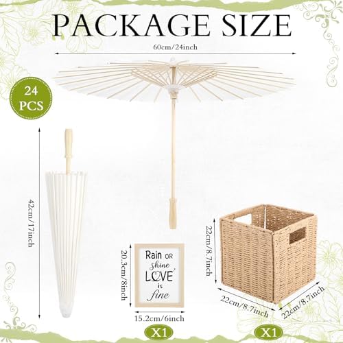 24 Pack Paper Umbrellas for Wedding 23.6 Inch White Parasols Bulk - Image 2