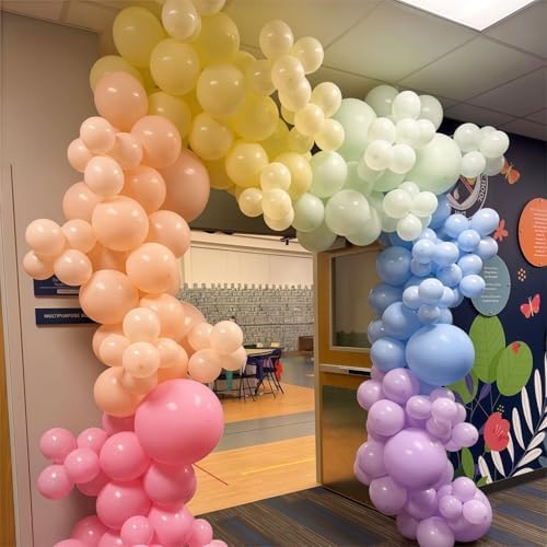 Pastel Rainbow Balloons, 60Pcs Colorful Macaron Pink Orange Yellow Green Blue Purple Balloons Birthday Decor, 12 Inch Multicolor Assorted Colors Latex Balloon for Wedding Baby Shower Party Decorations - Image 6