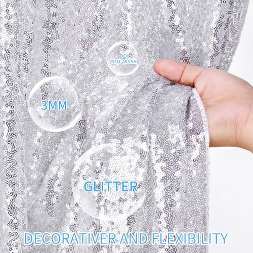 Sequin Backdrop Curtains 6ft x 8ft Silver Background Wedding Decoration - Image 4