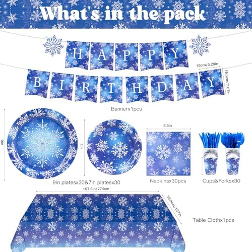182 Pieces Frozen Birthday Party Supplies Serve 30 - Image 2