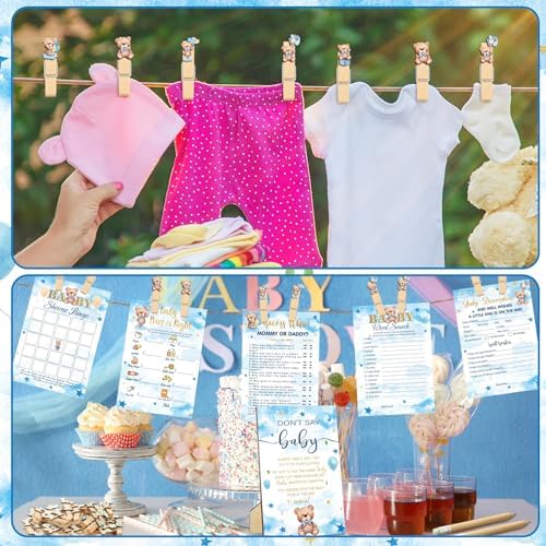 Patelai 321 Pcs Baby Shower Games Supplies, Blue Bear - Image 6