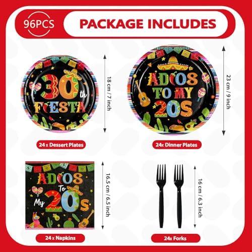 96Pcs Mexican 30th Birthday Party Decorations for Adults, Serves 24 - Image 5