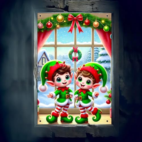 BlissYard Christmas Elf Window Cover 31x47 Inch Polyester - Image 6