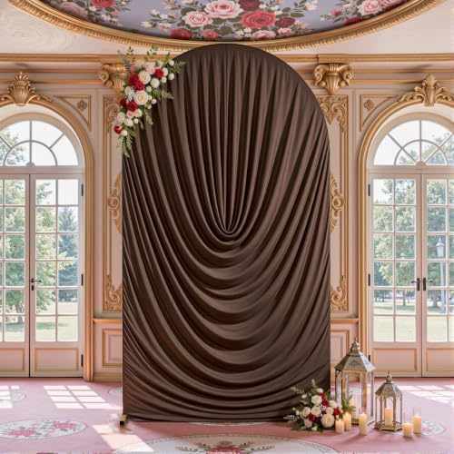 Brown Draped Arch Cover - 6.6FT Drape Arch Backdrop Cover - Image 5