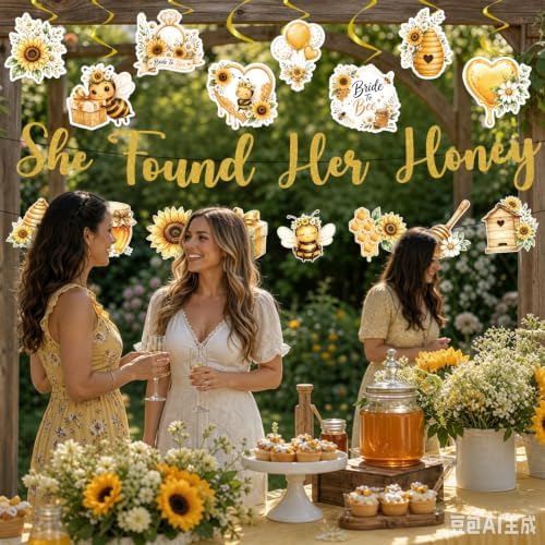 She Found Her Honey Bridal Shower Decorations Banner Swirls 10PCS - Image 5