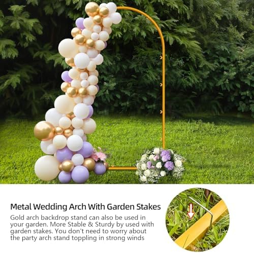 6.6 FT Wedding Arch Backdrop Stand for Party, Balloon Arch Stand, Wedding Arches for Ceremony, Metal Gold Arch Frame Backdrop Stand for Bridal Baby Showers Birthday Decoration Photo - Image 3