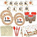 142 Pcs Vintage Book Theme Party Tableware Book Club Birthday Party Supplies Library Reading Themed Disposable Plates Napkins Cups and Forks Set by Kilyparty