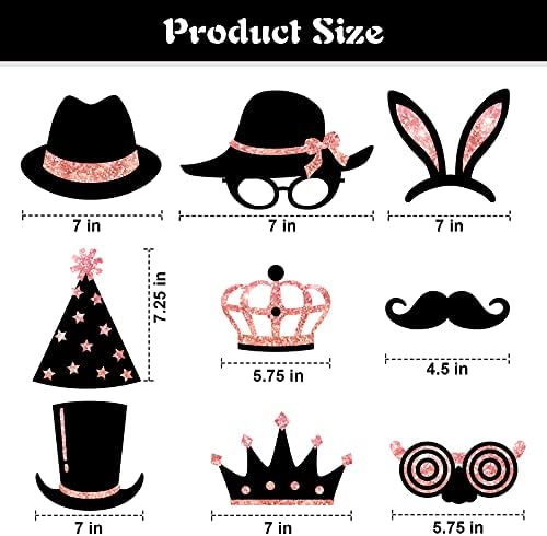 Zonon 24 Pcs Funny Photo Booth Props Set Black Gold Birthday,Rose Golden - Image 6
