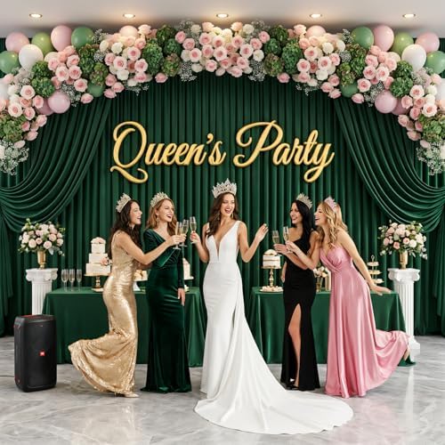 Hunter Green Backdrop Curtain - 20x10FT Back Drop Curtains for Parties Wrinkle-Free Soft Polyester Backdrop Wedding Decoration Photoground Backdrop Stain-Resistant for Back Drop Stand, 4 Panels - Image 6
