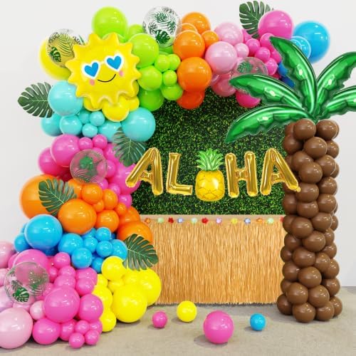Amandir 160Pcs Hawaiian Tropical Beach Luau Balloon Garland Arch Kit by Amandir