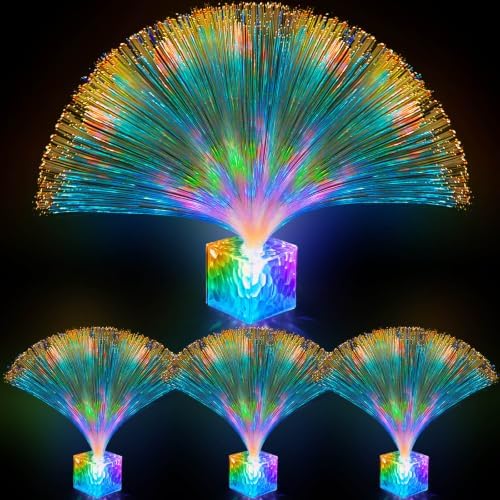 Amylove 4 Pcs Mini Fiber Optic Lamp Glow Party Favors, Clear, 16 Inch by Amylove