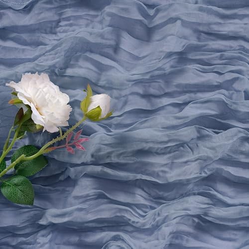 Bailarina 12 Pack Cheesecloth Table Runner 17x108 Inch Long Gauze Cheese Cloth 9ft Wrinkled Sheer Table Runner for Wedding Reception Birthday Party Table Decoration (Dusty Blue) - Image 3