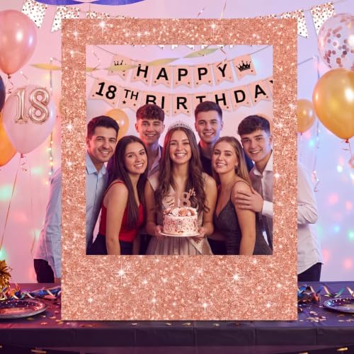 Beeveer 40 x 30 in Large Photo Booth Selfie Frame Props, Rose Gold Vertical - Image 4