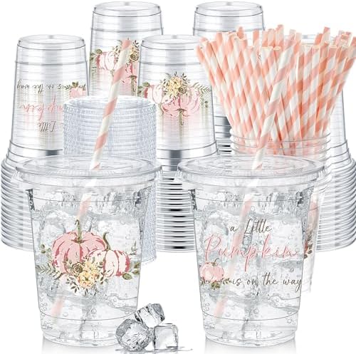 Pickmesh 50 Pcs Fall Little Pumpkin Baby Shower Plastic Cup, Pink by Pickmesh