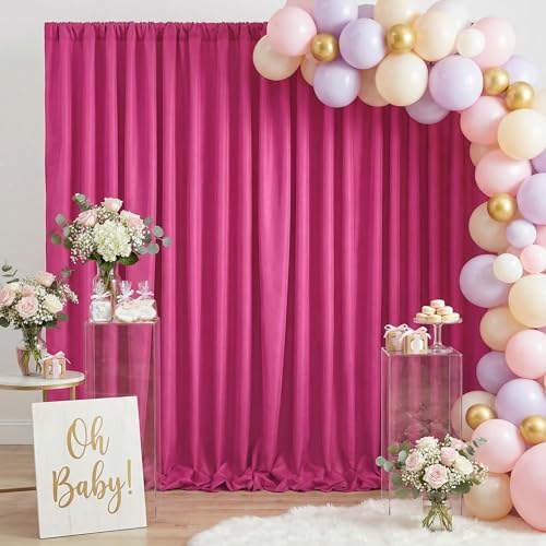 Hot Pink Backdrop Curtains 20ftx10ft Birthday Polyester Photo Drapes by SoarDream