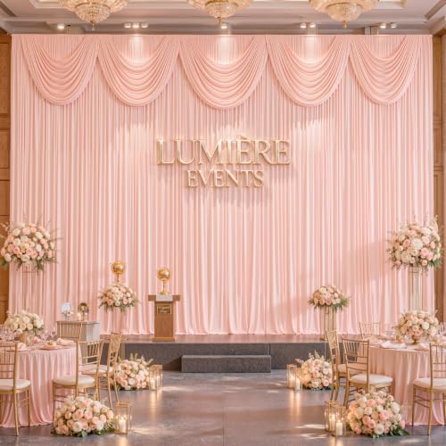 30x10ft Blush Pink Backdrop Curtain Panels for Parties - Wrinkle Free Polyester Photo Curtain Backdrop Wedding Back Drop Fabric Drapes for Party Decorations Background for Photography - Image 2