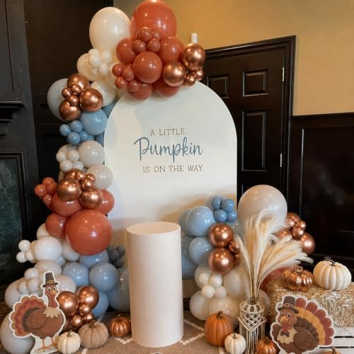 Thanksgiving Fall Balloons Garland Arch Kit, Burnt Orange Dusty Blue - Image 3