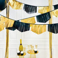 Black and Gold Tassel Banner Double Sided Metallic Fabric Pennant Bunting Flag Garland for Graduation Anniversary Bachelorette Birthday Engagement Wedding Bridal Shower Hen Party Decorations Supplies by pinkblume
