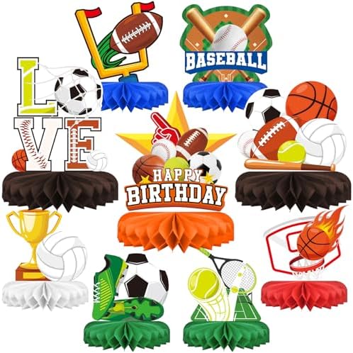 Sports Themed Party Decorations Kit - Honeycomb Centerpiece for Sports Birthday Party Decorations& Favors by Gatherfun