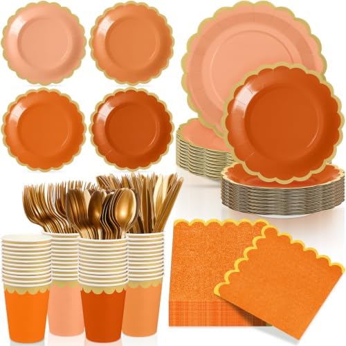 Mimorou 169 Pcs Burnt Orange Plates and Napkins Party Supplies Serve 24 by Unknown
