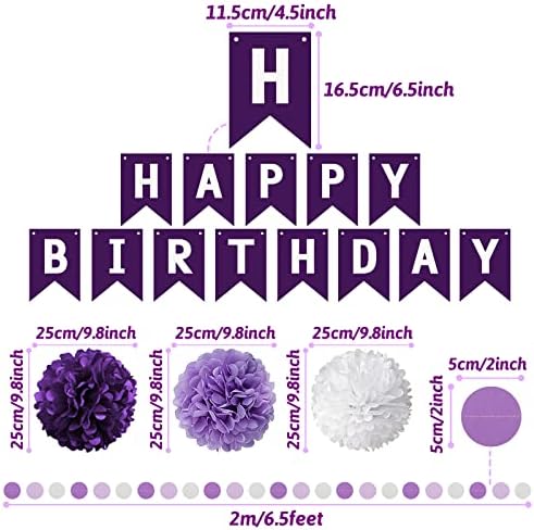 Purple Party Decorations with Banner - Women Girls Engagement, Anniversary & Birthday Supplies - Image 3