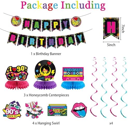 Holkcog 90s Party Decorations, 90’s Theme Birthday Party Decorations Supply - Image 2