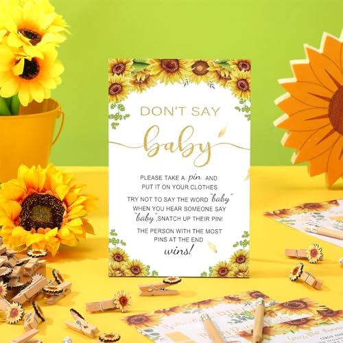 Patelai 321 Pcs Sunflower Baby Shower Decorations Games Supplies, 50 Guests - Image 2