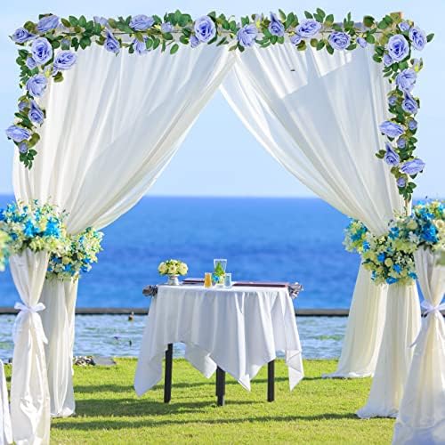 TELDRASSIL 4Pcs(26 FT) Artificial Rose Vine Fake Flower Garland Fake Silk Rose Hanging Vine for Wedding Party Background Arch Garden Background Decoration (Blue) - Image 5