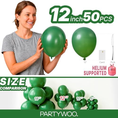 PartyWoo Dark Green Balloons 50pcs Emerald Hunter Forest Green Color - Image 6