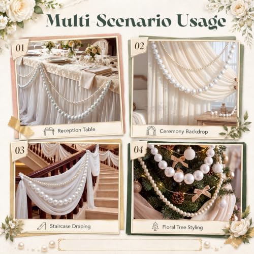 Canlierr 2 Pcs 5.6ft Christmas Giant Pearl Garland Decorations 25mm+60mm - Image 6